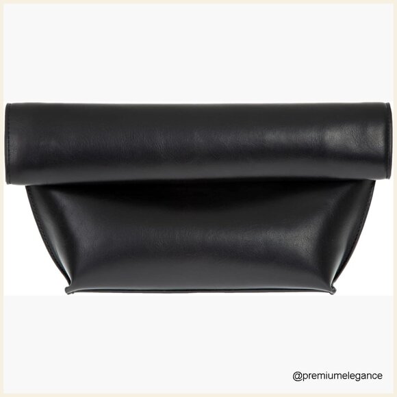 Oversize Faux Leather Foldover Clutch with Crossbody Chain Strap
